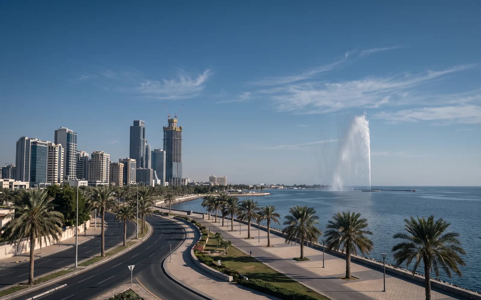 The Jeddah skyline in clear daytime light